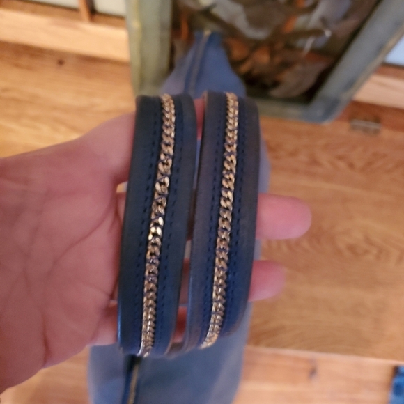 Fendi Blue Metallic Nubuck Medium Chains Tote Bag - Picture 14 of 16